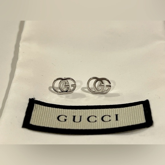 Gucci Jewelry - Gucci GG RUNNING STUD EARRINGS 18k White Gold Authentic Gucci